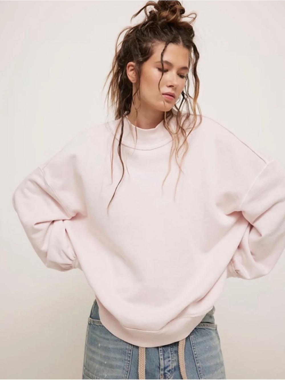 NWOT Free People We The Free Palm Springs Pullover in Mauve Chalk Sizes XS & S